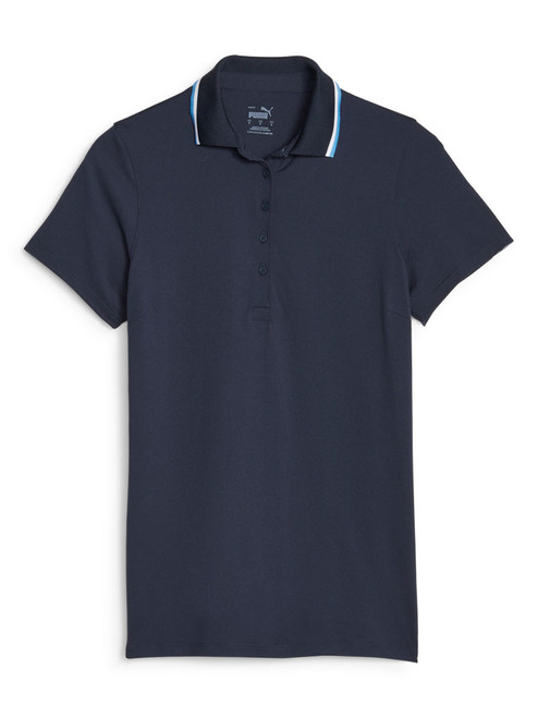 Puma Women's CLOUDSPUN Tipped Golf Polo - Navy Blazer/Regal Blue