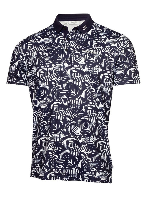 Calvin Klein Abstract Print Polo - White/Evening Blue