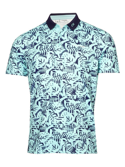 Calvin Klein Abstract Print Polo - Aqua/Evening Blue