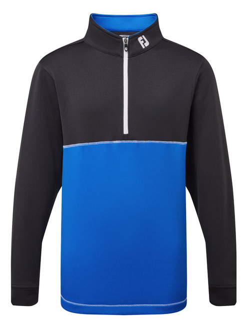 FootJoy Junior Boys Half Zip Pullover - Black/Cobalt