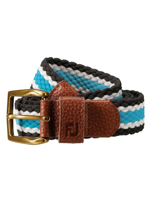 FootJoy Striped Braided Belt - Black/Pool/White