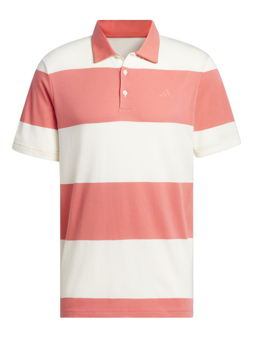adidas Colourblock Rugby Stripe Polo Shirt - Ivory/Preloved Scarlet adidas Colourblock Rugby Stripe Polo Shirt - Ivory/Preloved Scarlet