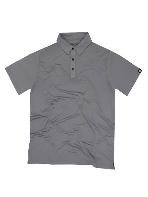 King Pins Golf Solid Polo (Athletic Fit) - Grey__1