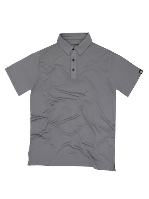King Pins Golf Solid Polo (Athletic Fit) - Grey__1 King Pins Golf Solid Polo (Athletic Fit) - Grey__1