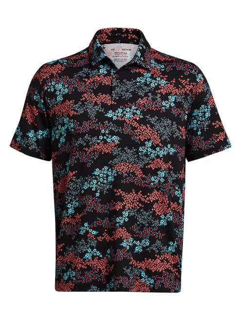 Under Armour Playoff 3.0 Printed Polo - Black/Hydro Teal