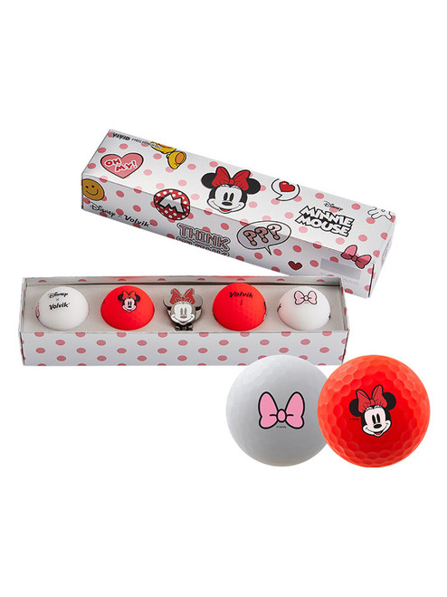 Disney Minnie Mouse Golf Balls & Marker - 4 Pack White/Red