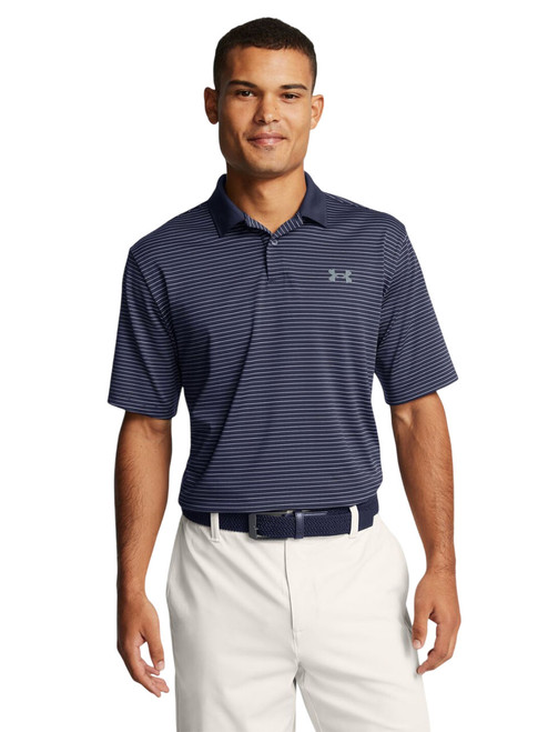 Under Armour Performance 3.0 Stripe Polo - Midnight Navy/Flare Orange