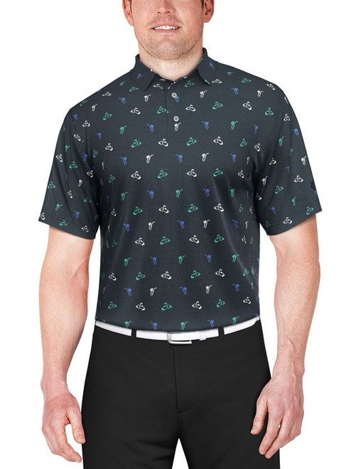 Ben Hogan All Over Cocktail Print Polo Shirt - Charcoal Art