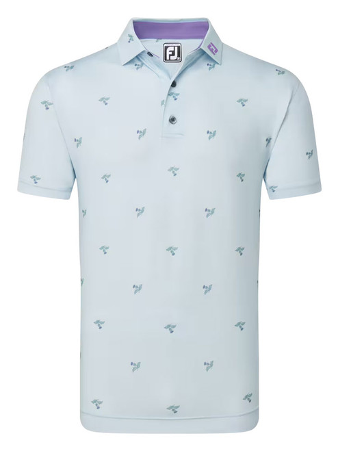 FootJoy Thistle Print Lisle Polo Shirt (Athletic Fit) - Mist FootJoy Thistle Print Lisle Polo Shirt (Athletic Fit) - Mist