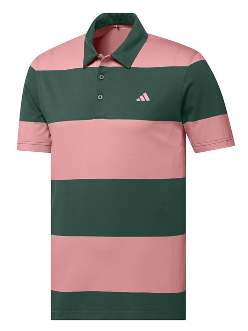 adidas Colourblock Rugby Stripe Polo Shirt - Semi Pink Spark