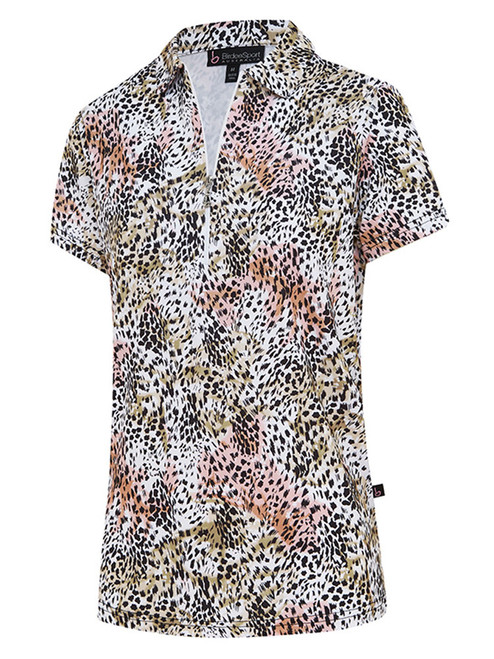 Birdee Sport Women's Hazel Short Sleeve Zipper Top - Animal Print