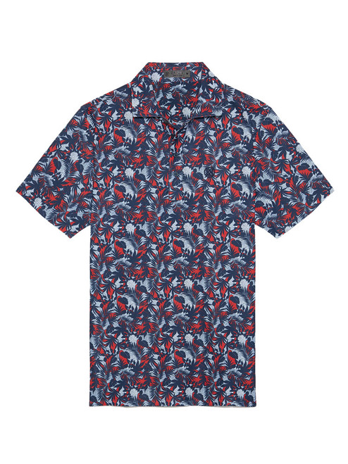 G/FORE Palm Fronds Tech Piqué Slim Fit Polo - Twilight