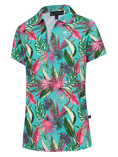 Birdee Sport Women's Lily Short Sleeve Zipper Top - Multi