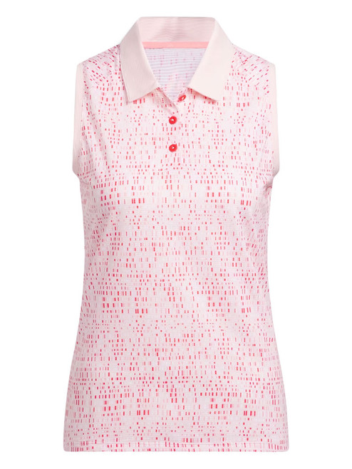 adidas Womens Ultimate365 Printed Sleeveless Polo Shirt - Sandy Pink