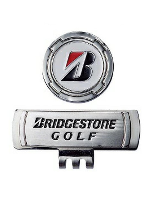 Bridgestone Golf Hat Clip & Ball Marker - White