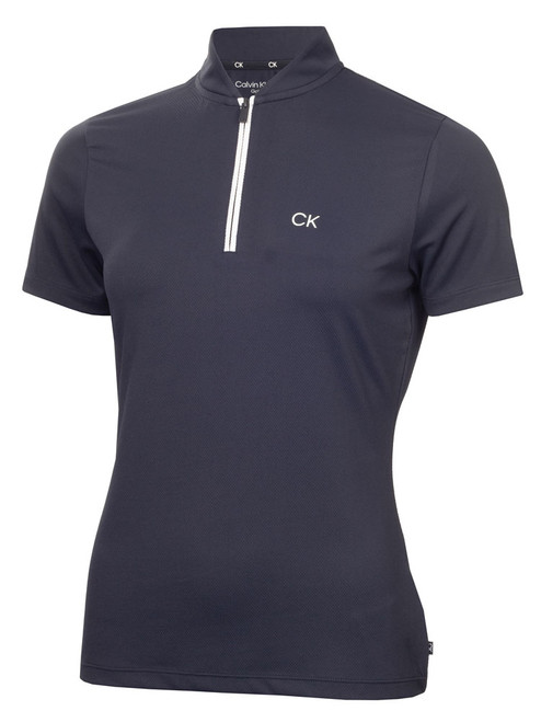 Calvin Klein Womens Tattler Mock Neck Top - Navy