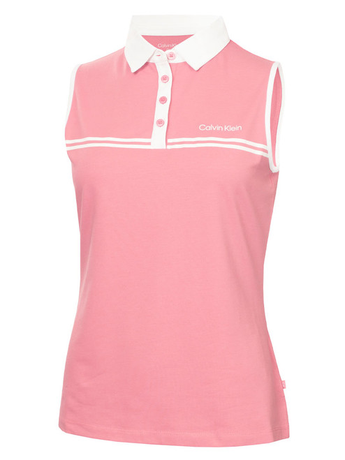 Calvin Klein Womens Bellevue Sleeveless Polo Shirt - Powder Pink