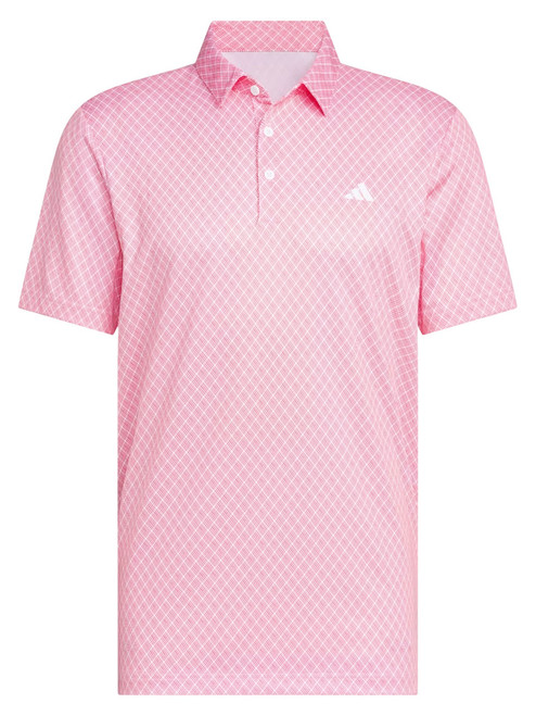adidas Core Allover Print Polo Shirt - Pure Ruby/White