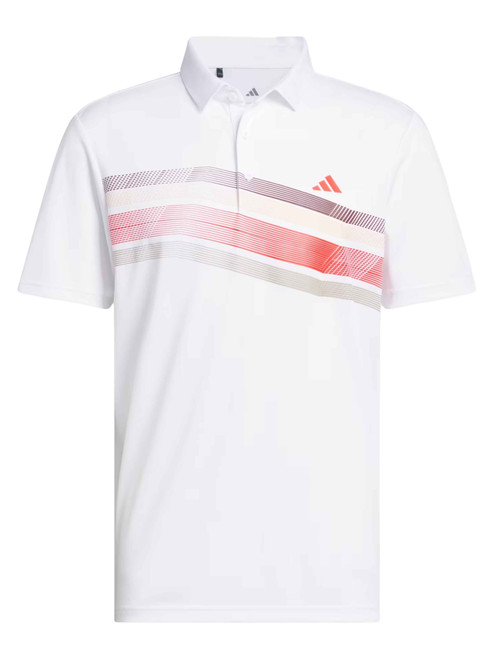 adidas Core Chest Stripe Polo Shirt - White/Pure Ruby