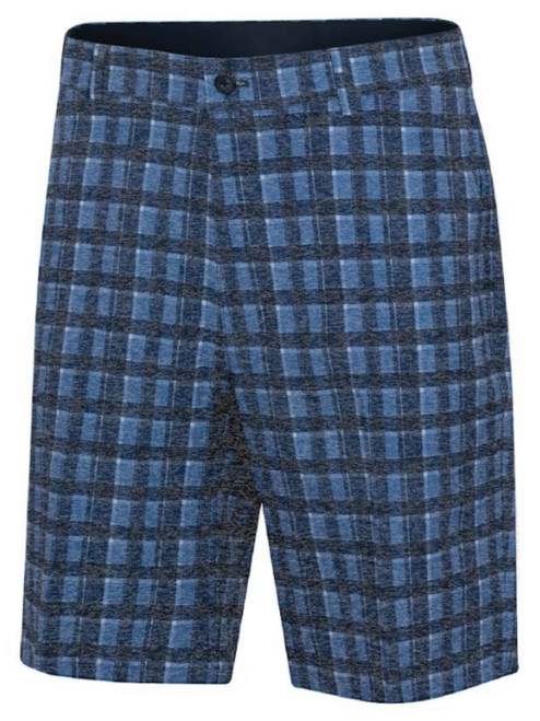 Greg Norman Daniel Printed Plaid 4-Way Stretch Tech Short - Navy