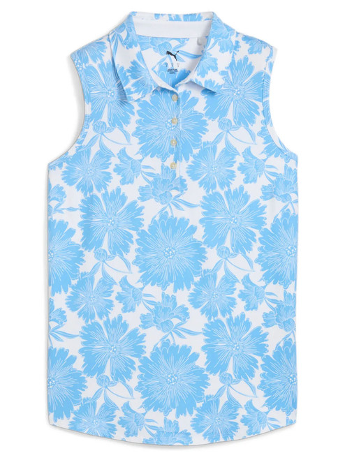 Puma Womens CLOUDSPUN Botanic Golf Polo - White Glow/Team Light Blue Puma Womens CLOUDSPUN Botanic Golf Polo - White Glow/Team Light Blue