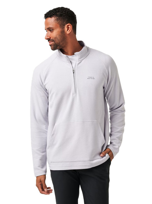 TravisMathew Performance Waffle 1/4-Zip - Heather Light Grey