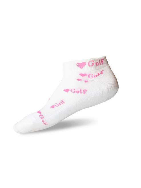 On The Tee Swarovski Crystal Love Golf Ladies Socks - White/Pink