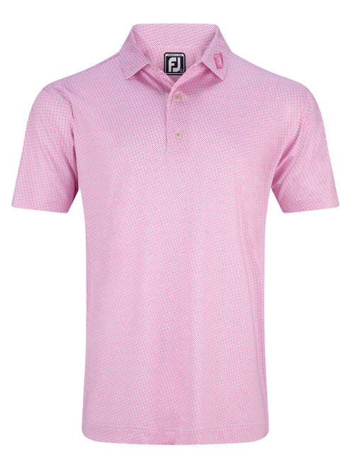 FootJoy Pinwheel Print Lisle Polo Shirt (Athletic Fit) - Pink/White
