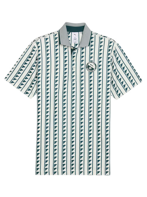 Puma x Reigning Champ MATTR Golf Polo - Warm White/Green Terrain