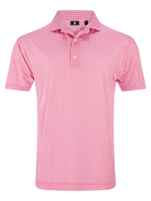 FootJoy Lisle Houndstooth Geo Print Polo (Athletic Fit) - Pink Lemonade/Sky/Wht