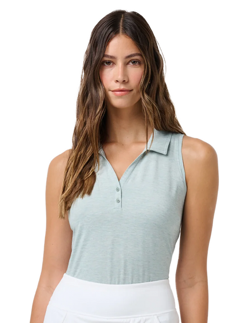 TravisMathew Women's Featherweight Active SL Polo 2.0 - Heather Ether
