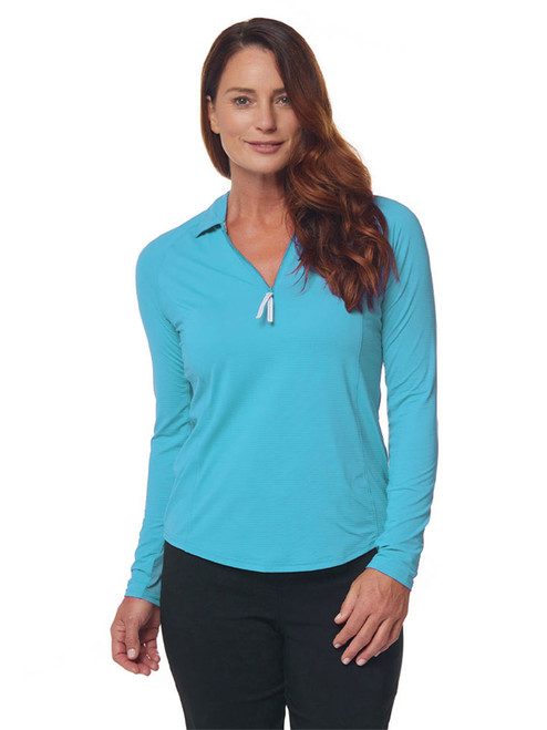 Bette & Court Women's Cool Elements Sunscape Polo - Ocean