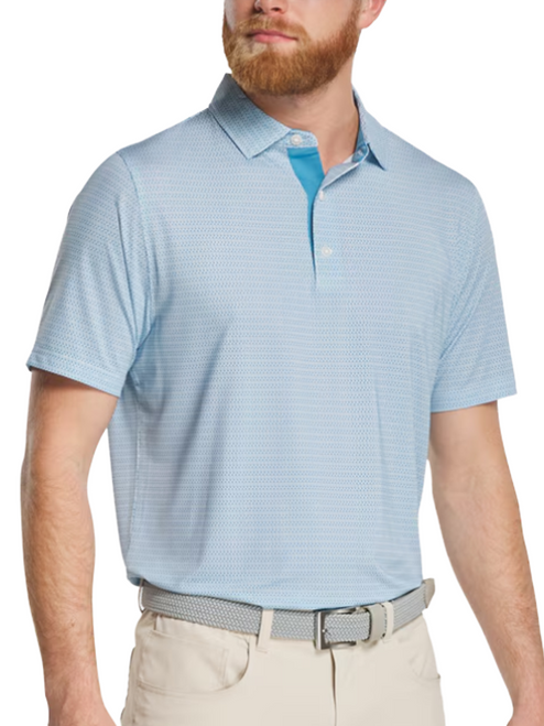 FootJoy Tee Geo Print Lisle Polo Shirt (Athletic Fit) - High Tide