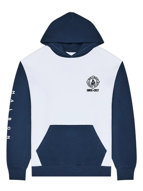 Malbon Fesque Deck Hand Hoodie - White/Navy
