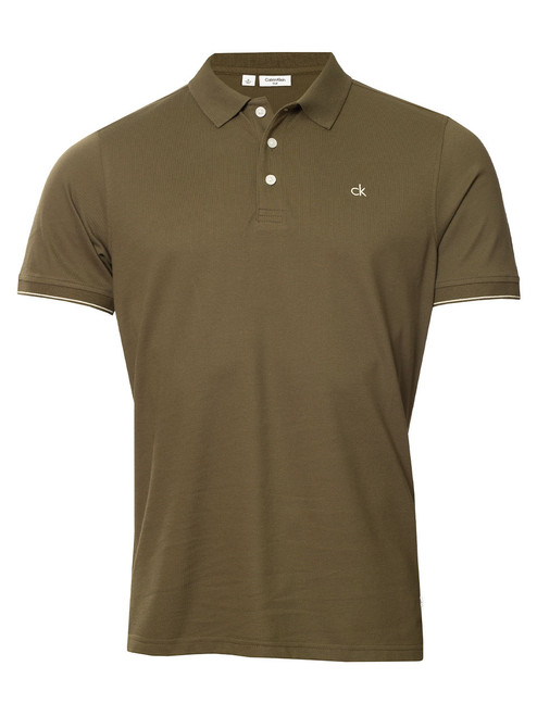 Calvin Klein Mason Cotton Blend Polo - Olive