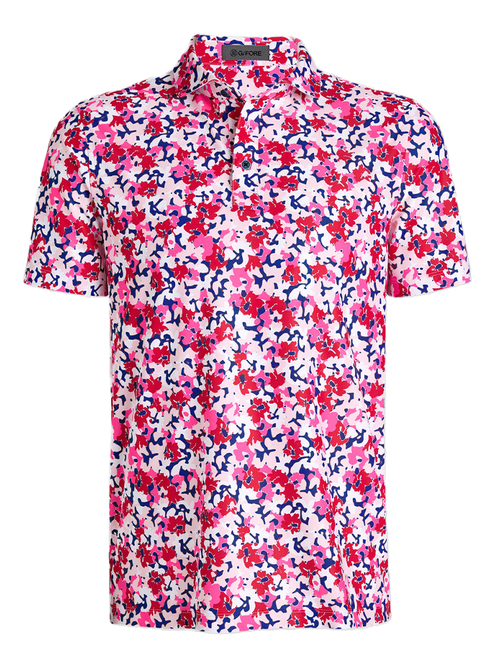 G/FORE Camo Floral Tech Pique Jersey Polo - Lava