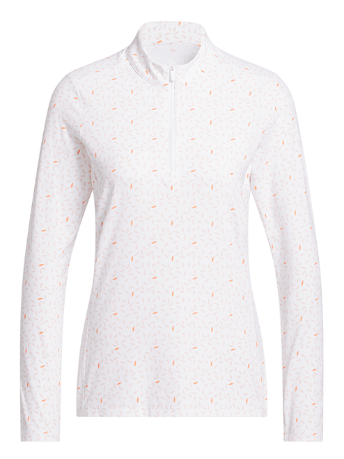 adidas Womens Ultimate365 Printed Quarter-Zip Mock - White/Blush Pink