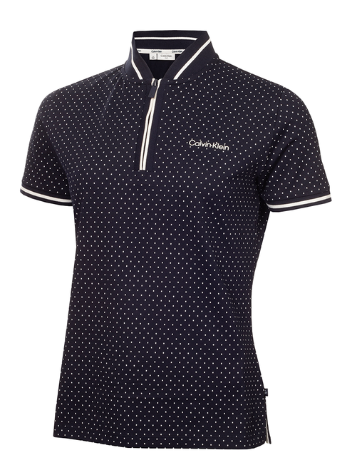 Calvin Klein Womens Camilla Printed Short Sleeve Polo - Navy