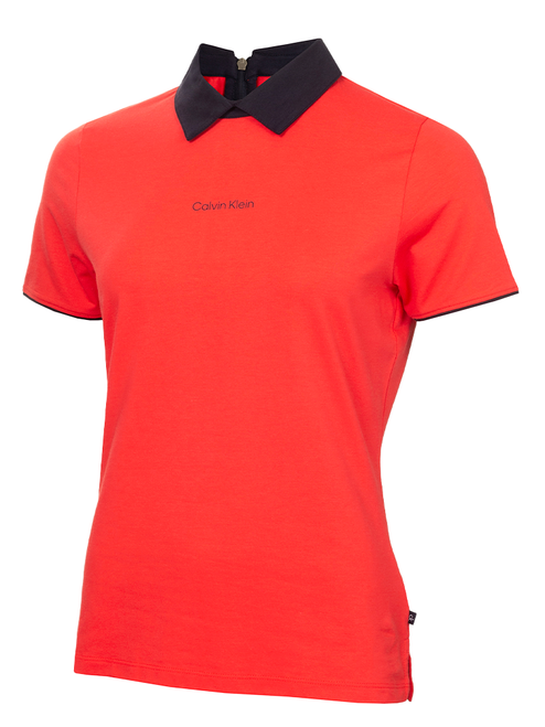 Calvin Klein Womens Brooke Short Sleeve Polo - Coral Red