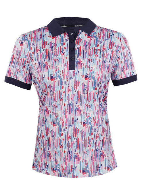 Calvin Klein Womens Glinda Printed Short Sleeve Polo - Glitch Print