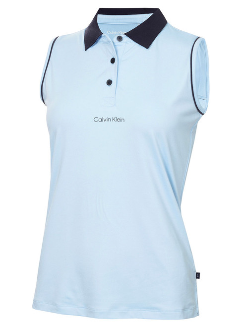 Calvin Klein Womens Manelle Sleeveless Polo - Blue Bell
