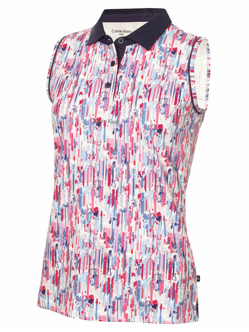 Calvin Klein Womens Manelle Sleeveless Polo - Glitch Print