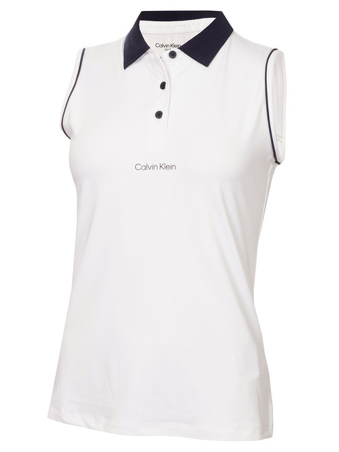 Calvin Klein Womens Manelle Sleeveless Polo - White