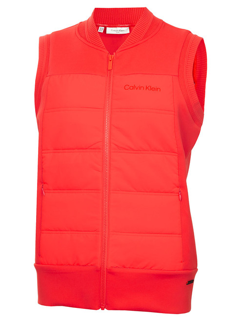 Calvin Klein Womens Hadleigh Hybrid Full Zip Gilet - Coral Red