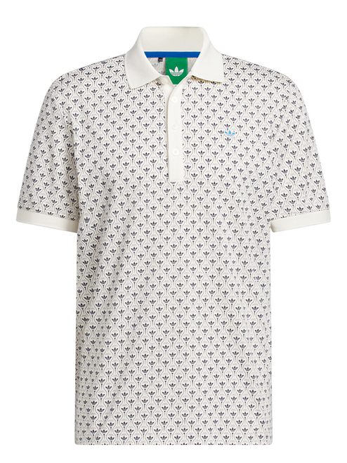 adidas Originals All Over Trefoil Polo - Chalk White/Night Indigo