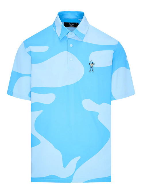 Eastside Golf Camo Snap Placket Polo - Polaris Blue/Provence Blue