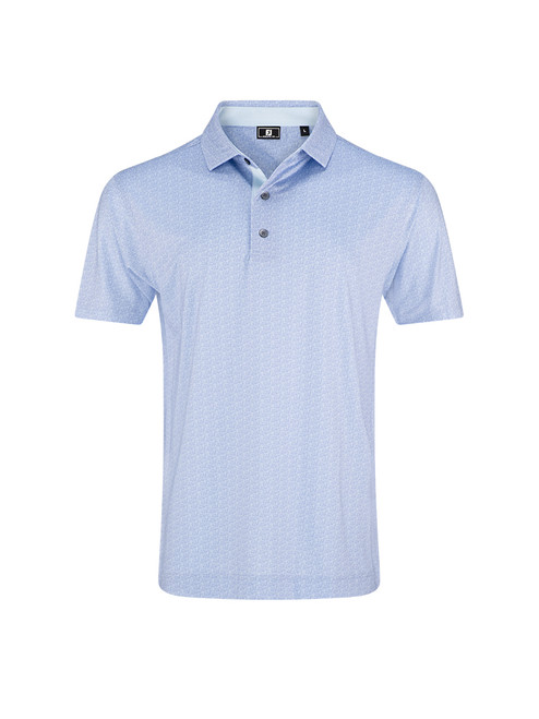 FootJoy Tee Time Lisle Polo Shirt (Athletic Fit) - Periwinkle/Ice Water