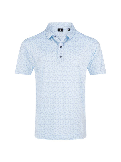 FootJoy Vintage Floral Lisle Polo Shirt (Athletic Fit) - Ice Water/Periwinkle