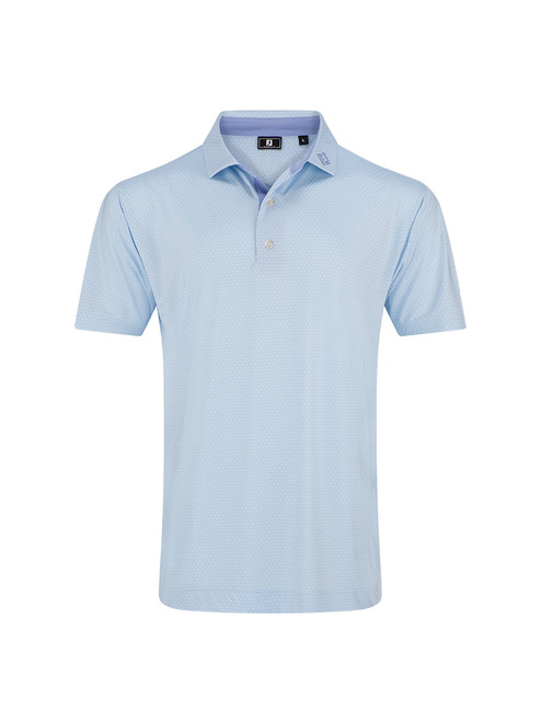 FootJoy Deco Diamond Print Lisle Polo Shirt (Athletic Fit) - Ice Water/Peri