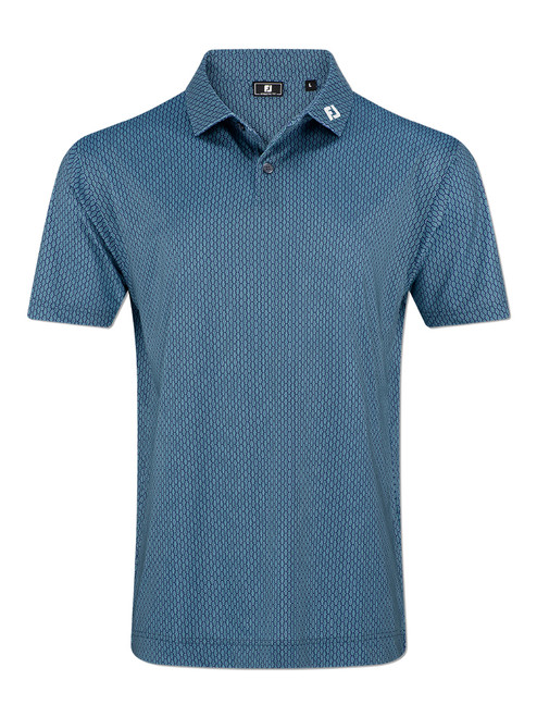 FootJoy Bracket Print Lisle Polo Shirt (Athletic Fit) - Navy